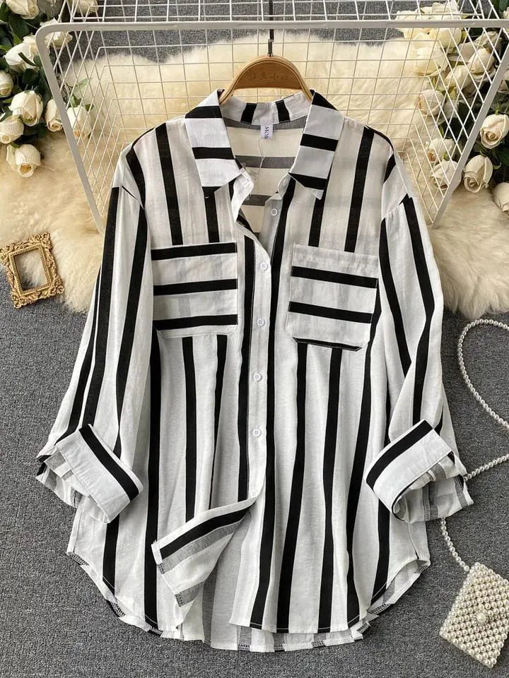 Camisa Listrada Oversized