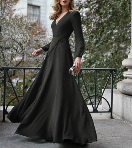 Vestido Longo com Decote em V