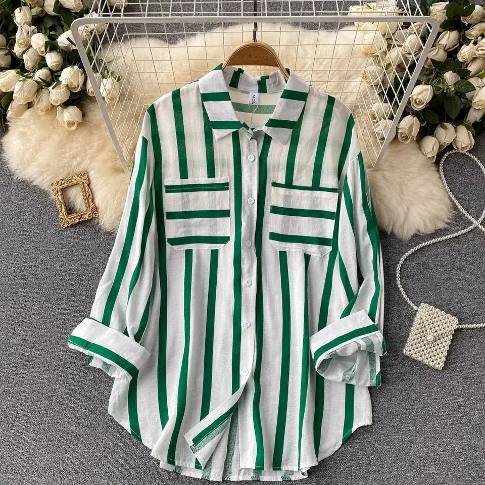 Camisa Listrada Oversized